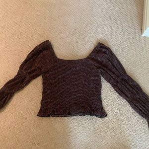 smocked long sleeve puff top